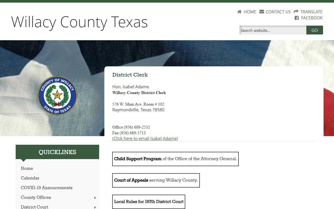 Willacy County court records district clerk page